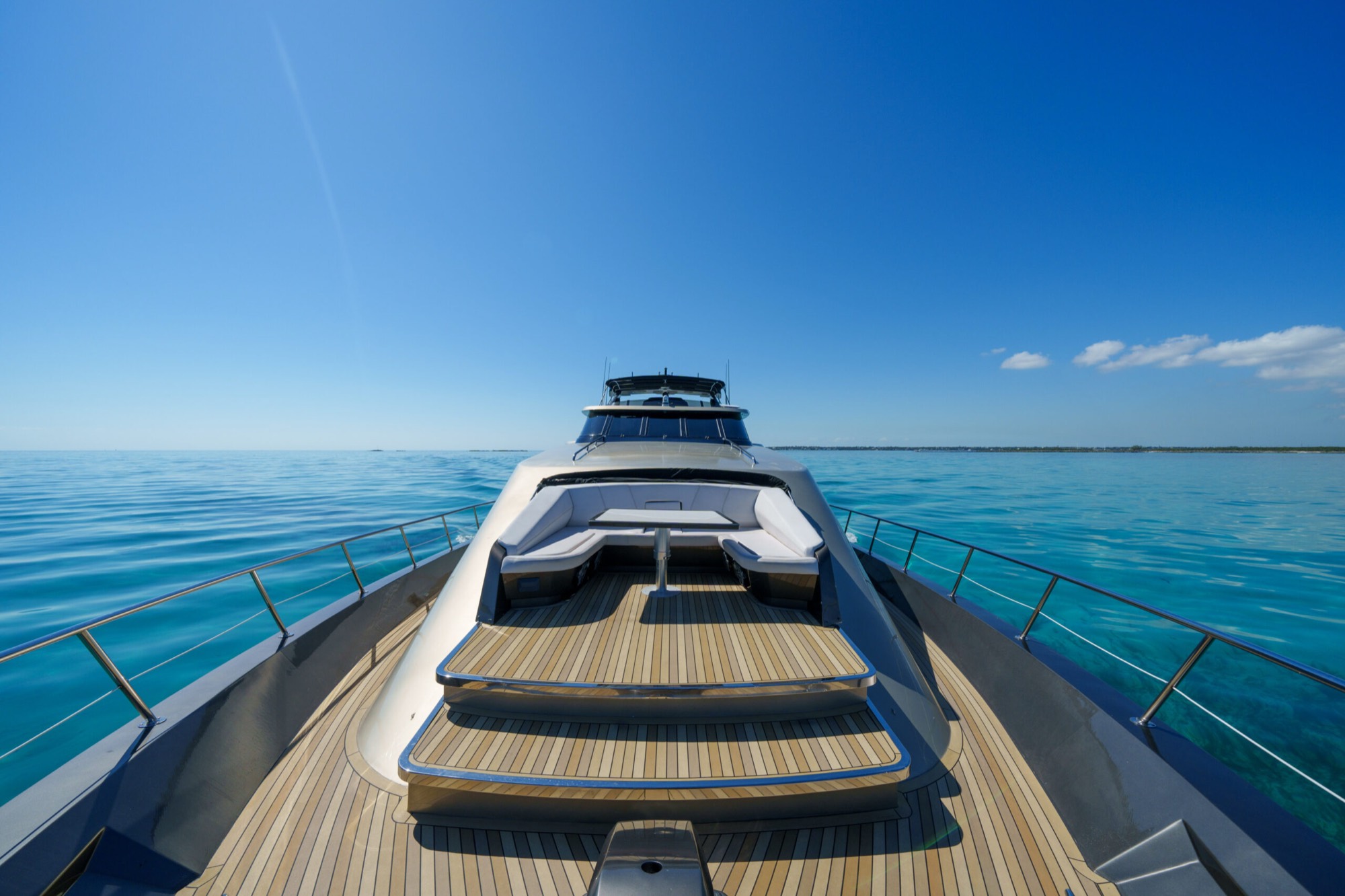 Yacht with synthetic teak decking on Caribbean waters